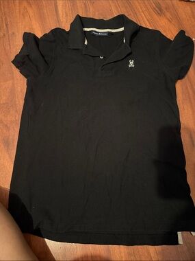 Psycho Bunny Black Polo with White Bunny Logo